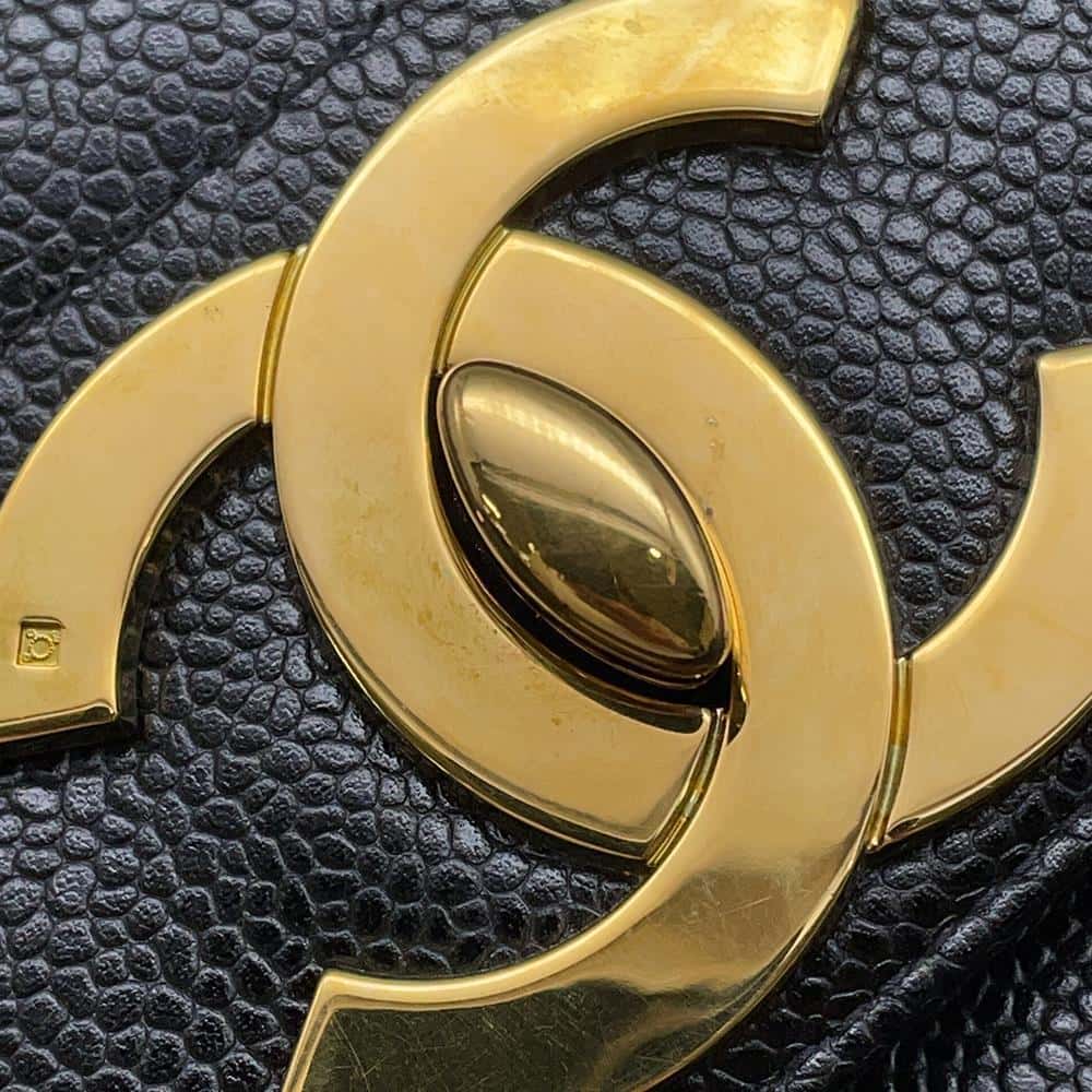 CHANEL Mademoiselle Handbag Black Caviar Leather