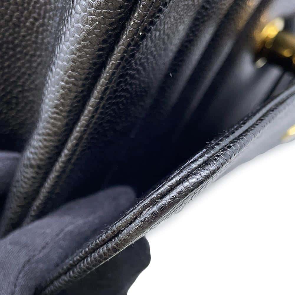 CHANEL Mademoiselle Handbag Black Caviar Leather