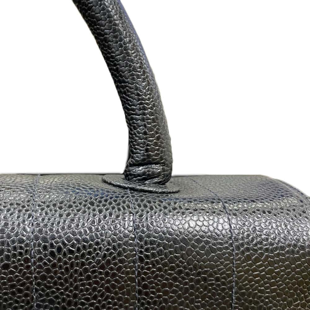 CHANEL Mademoiselle Handbag Black Caviar Leather