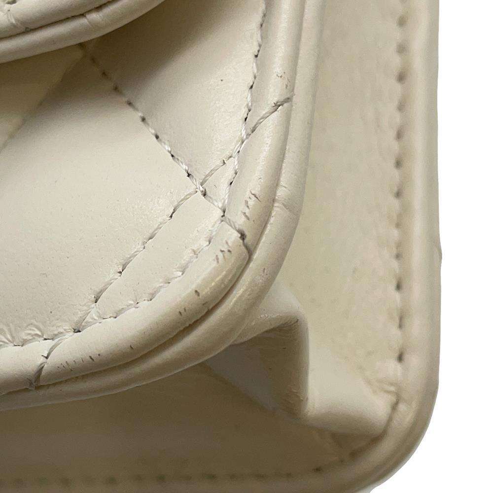 CHANEL Chain wallet White  Shiny Calf Leather