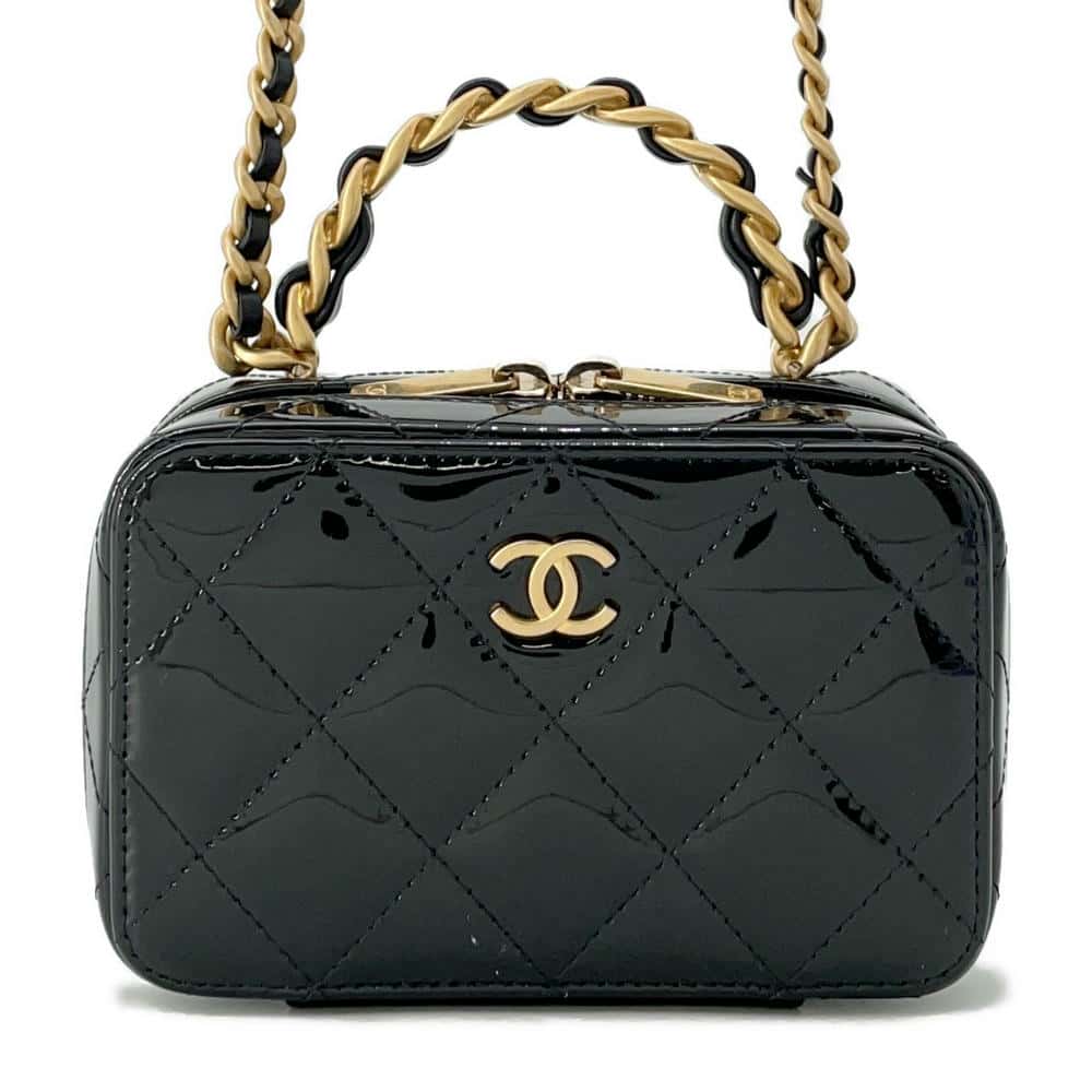 CHANEL Chain Vanity BlackAP2874 Patent Calf Leather