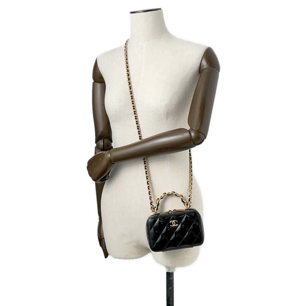 CHANEL Chain Vanity BlackAP2874 Patent Calf Leather