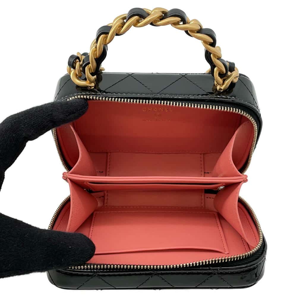 CHANEL Chain Vanity BlackAP2874 Patent Calf Leather
