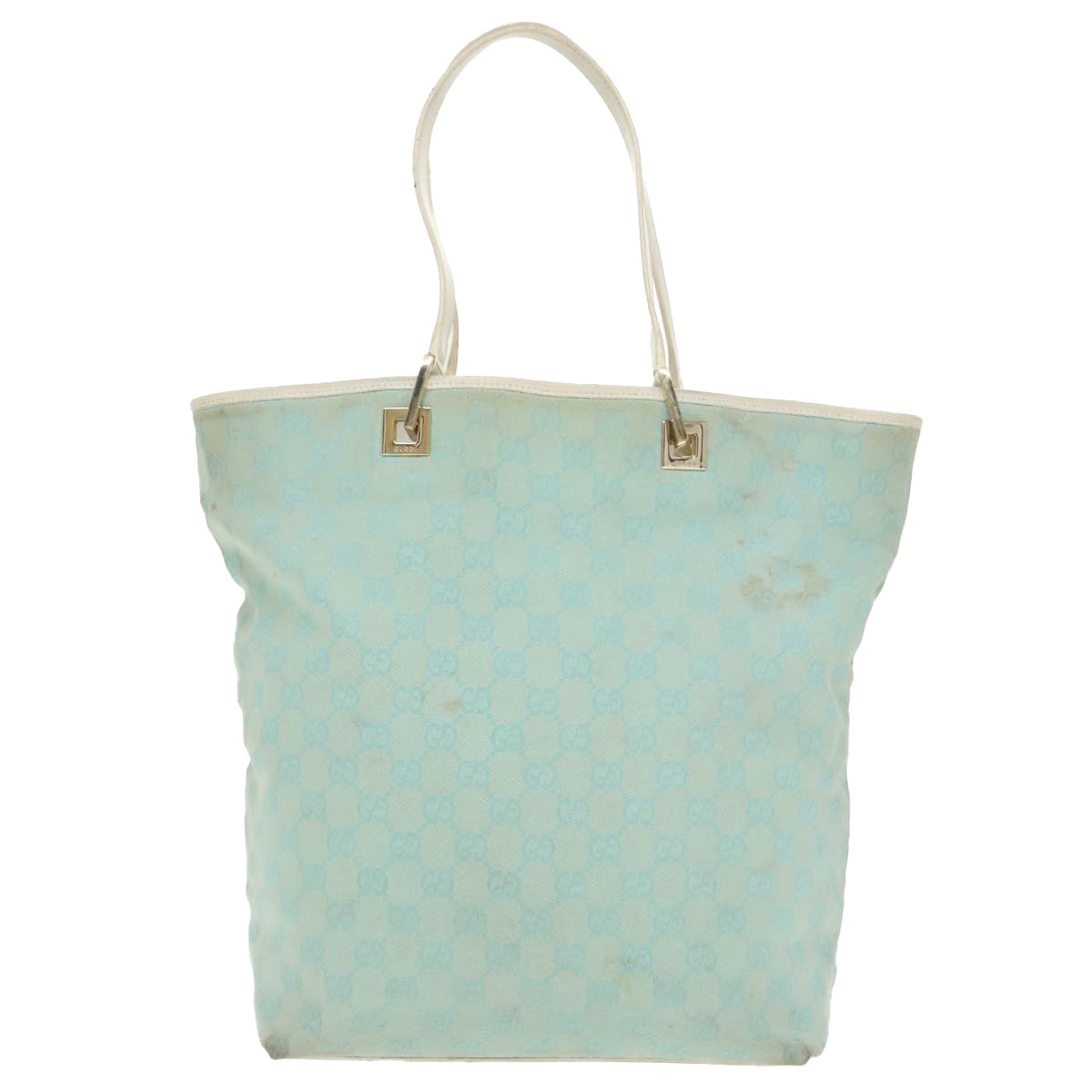 GUCCI GG Canvas Tote Bag Light Blue Gold 002 1098 99662