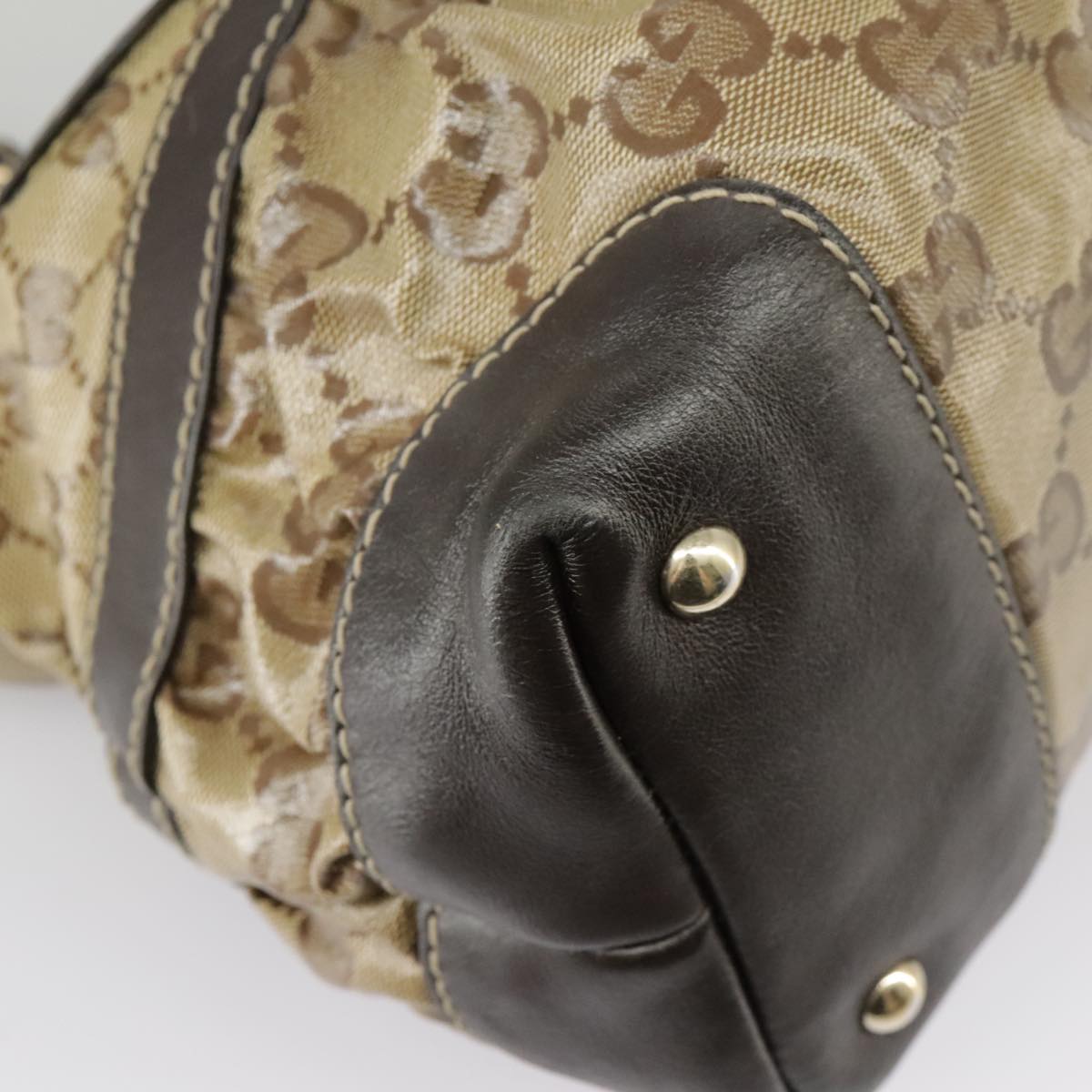 GUCCI GG Crystal Hand Bag Beige Gold 223964 99664