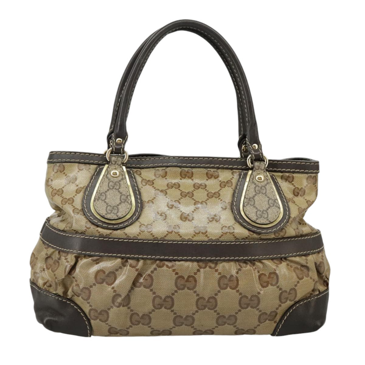 GUCCI GG Crystal Hand Bag Beige Gold 223964 99664