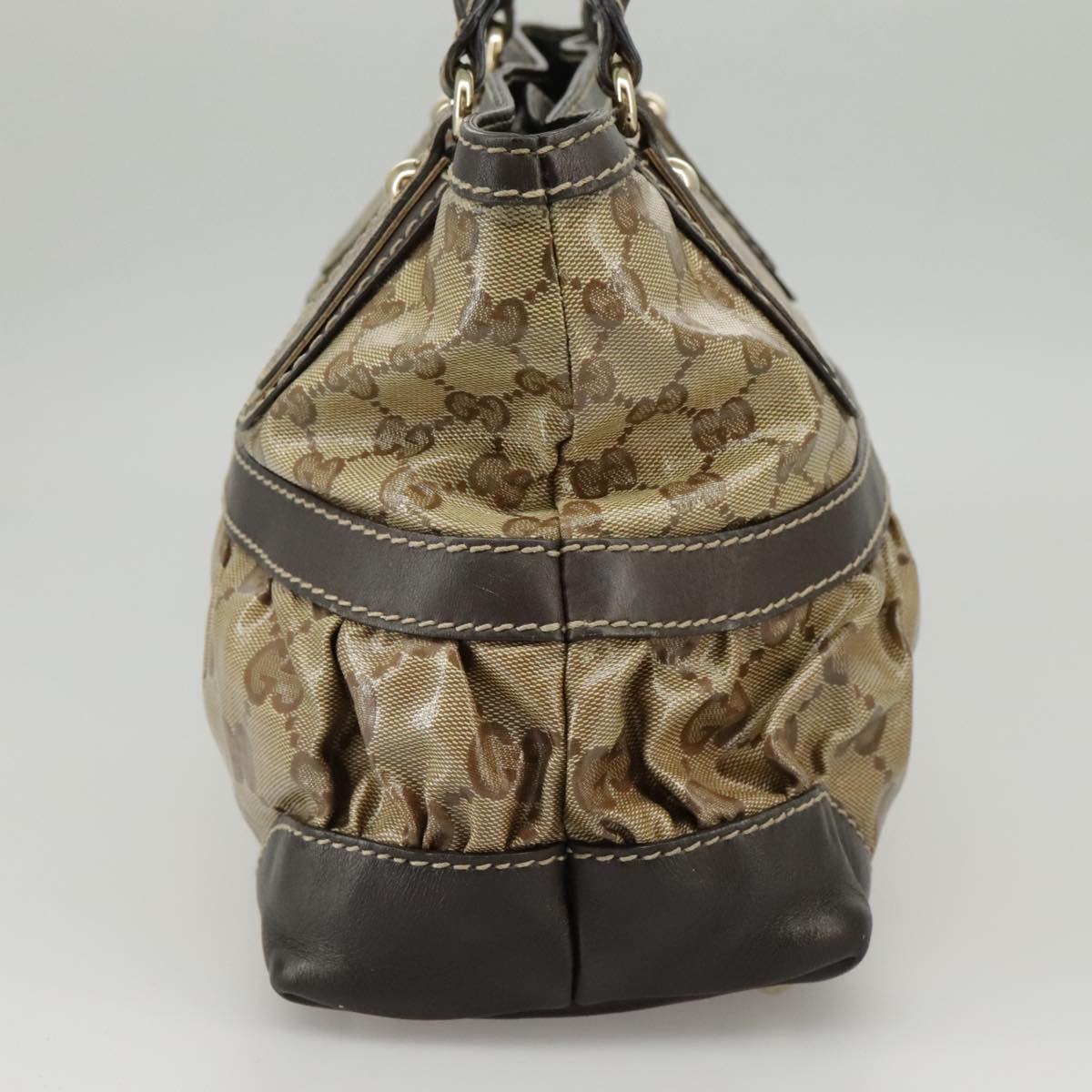 GUCCI GG Crystal Hand Bag Beige Gold 223964 99664