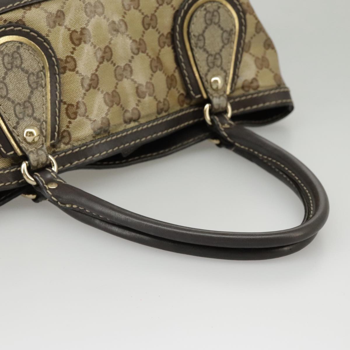 GUCCI GG Crystal Hand Bag Beige Gold 223964 99664
