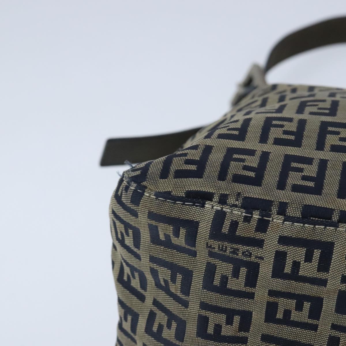 FENDI Zucchino Canvas Shoulder Bag Navy 99738