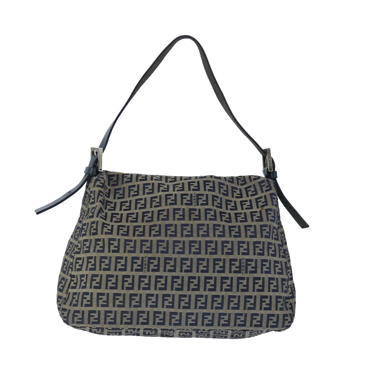 FENDI Zucchino Canvas Shoulder Bag Navy 99738