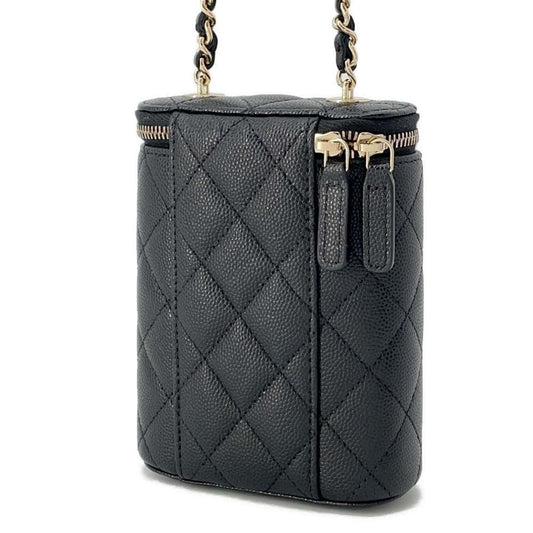 CHANEL Matelasse Small Vanity ChainShoulder Bag BlackAP1466 Caviar Leather