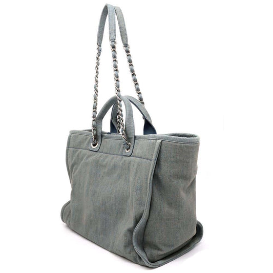 CHANEL Deauville Chain Tote Light BlueA66941 Denim Size Large