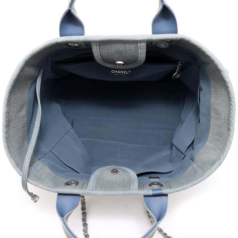 CHANEL Deauville Chain Tote Light BlueA66941 Denim Size Large