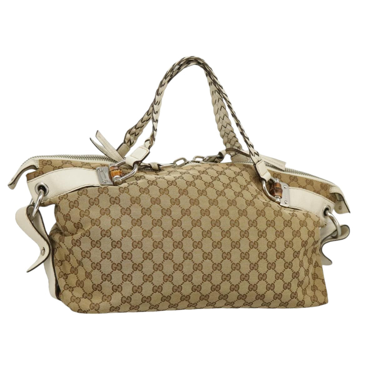 GUCCI GG Canvas Tote Bag Silver Beige 232959 99848