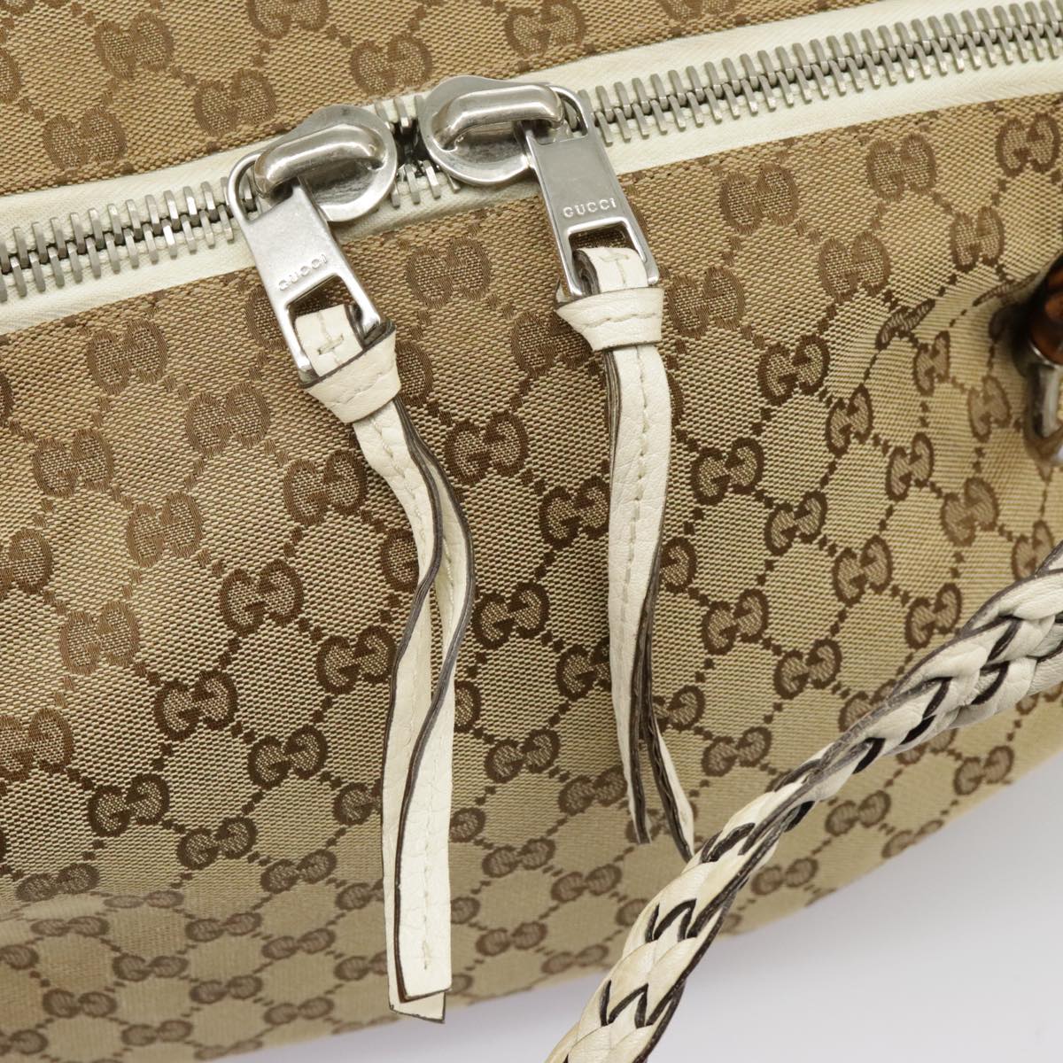GUCCI GG Canvas Tote Bag Silver Beige 232959 99848