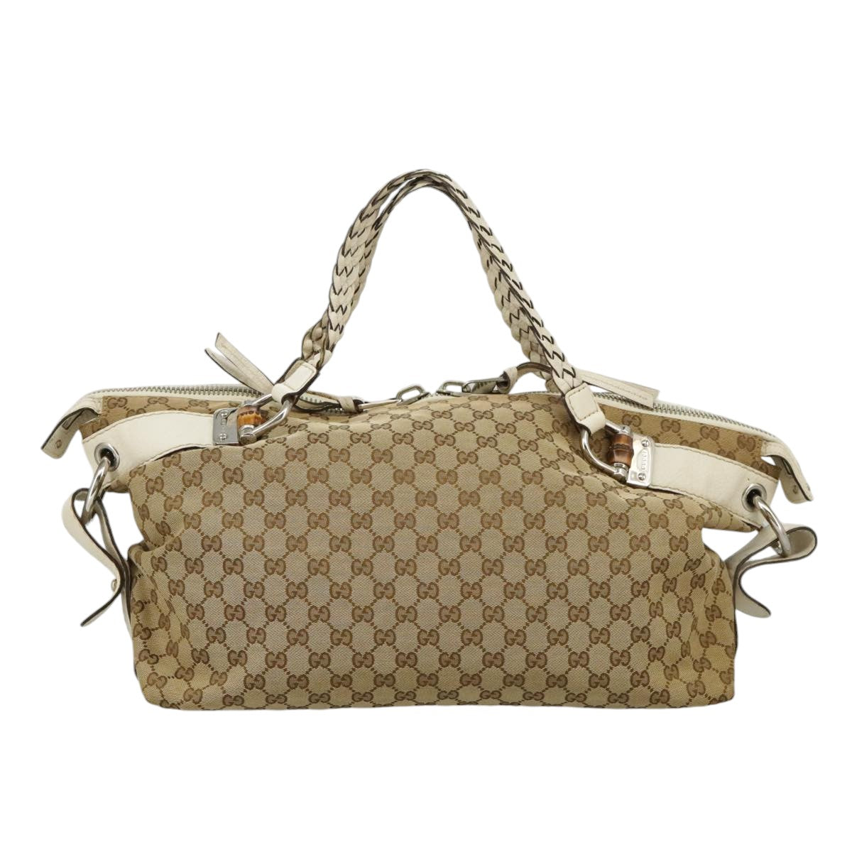 GUCCI GG Canvas Tote Bag Silver Beige 232959 99848