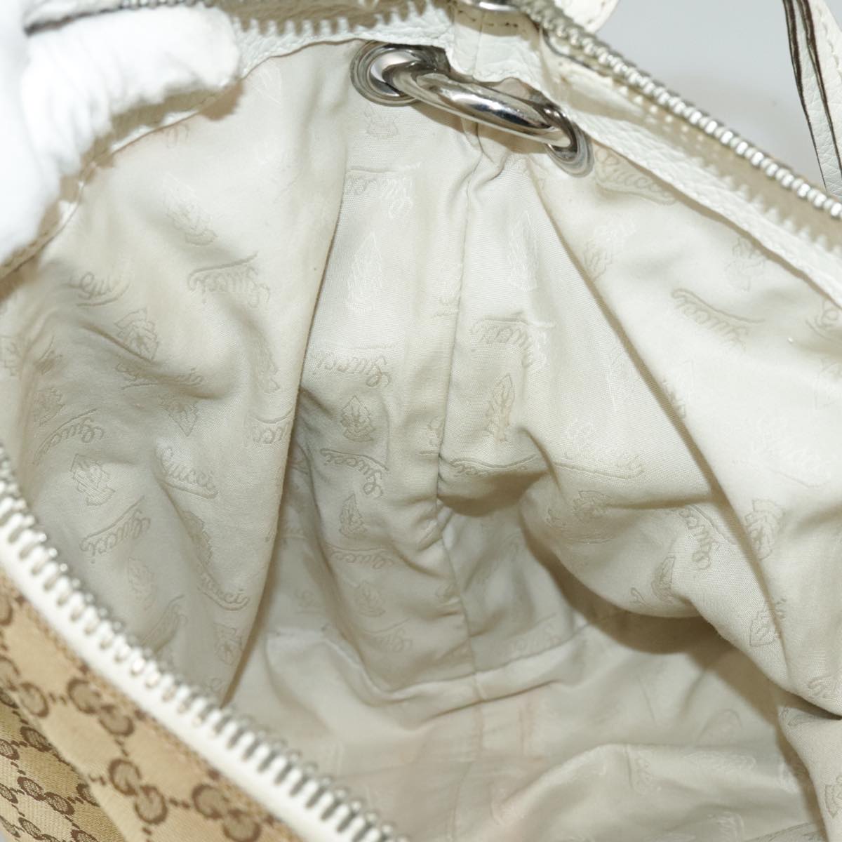 GUCCI GG Canvas Tote Bag Silver Beige 232959 99848