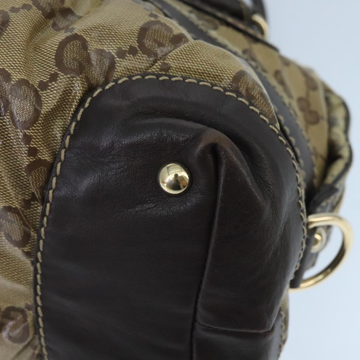 GUCCI GG Crystal Hand Bag Beige Gold 223962 99882