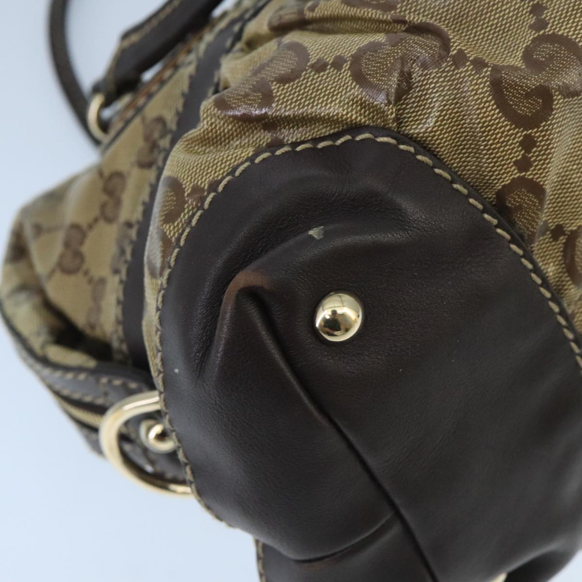 GUCCI GG Crystal Hand Bag Beige Gold 223962 99882