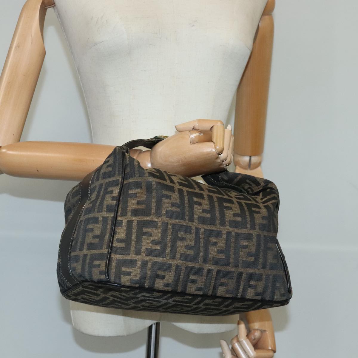 FENDI Zucca Canvas Vanity Hand Bag Brown 99910