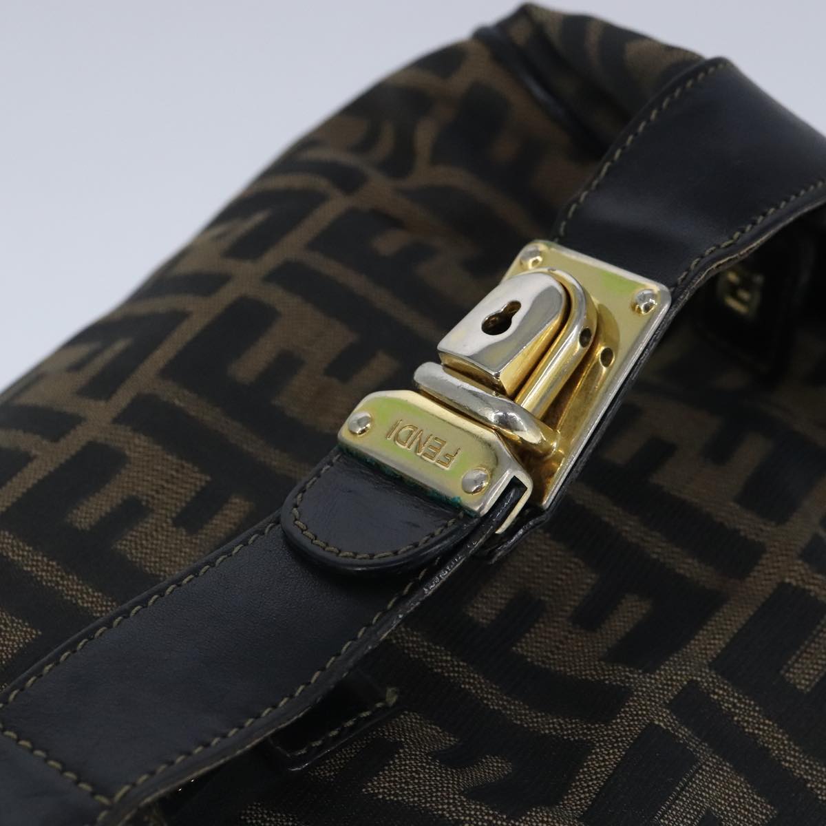FENDI Zucca Canvas Vanity Hand Bag Brown 99910