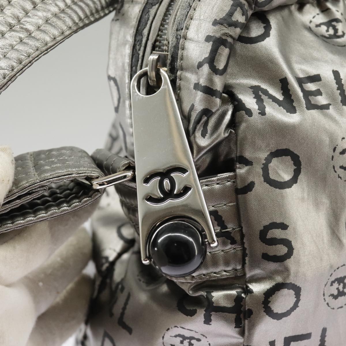 CHANEL Unlimited Shoulder Bag Nylon Silver CC 99931