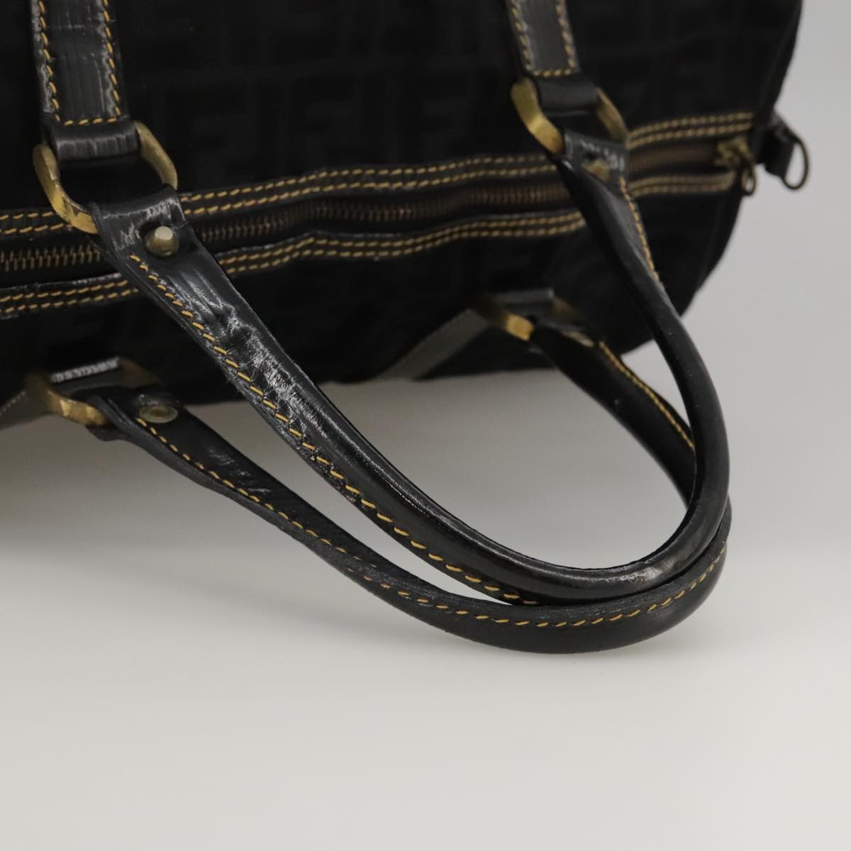 FENDI Zucca Canvas Boston Bag Black 99966