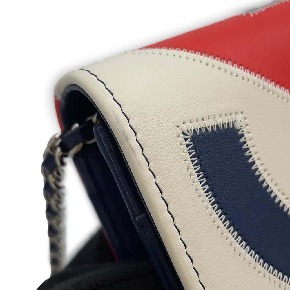 CHANEL CC Logo Fringe Chain Wallet Blue/Red/White Lambskin