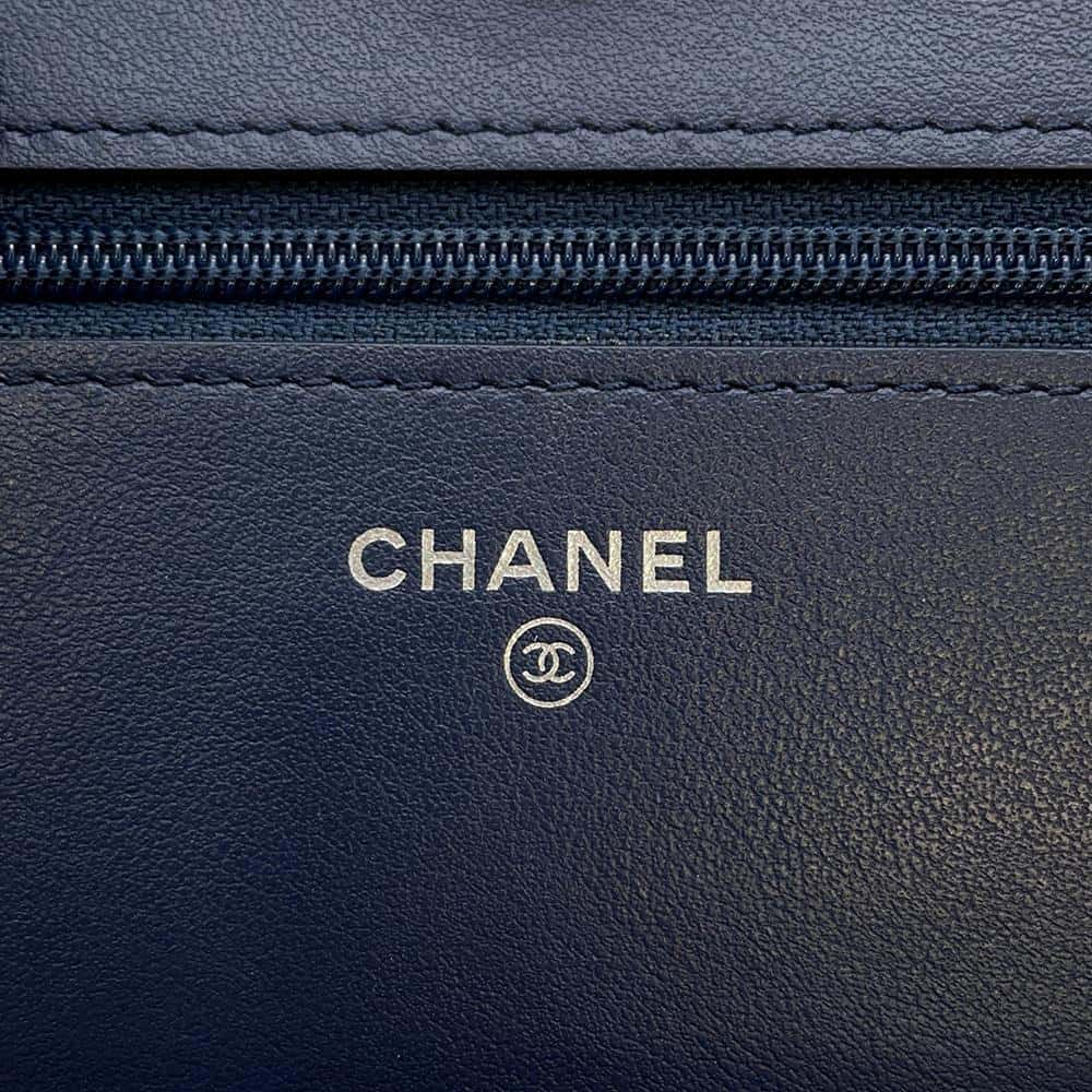 CHANEL CC Logo Fringe Chain Wallet Blue/Red/White Lambskin