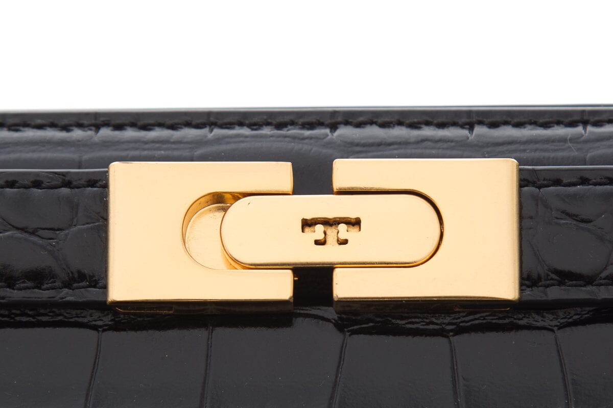 Tory Burch Black Croc Embossed Handbag