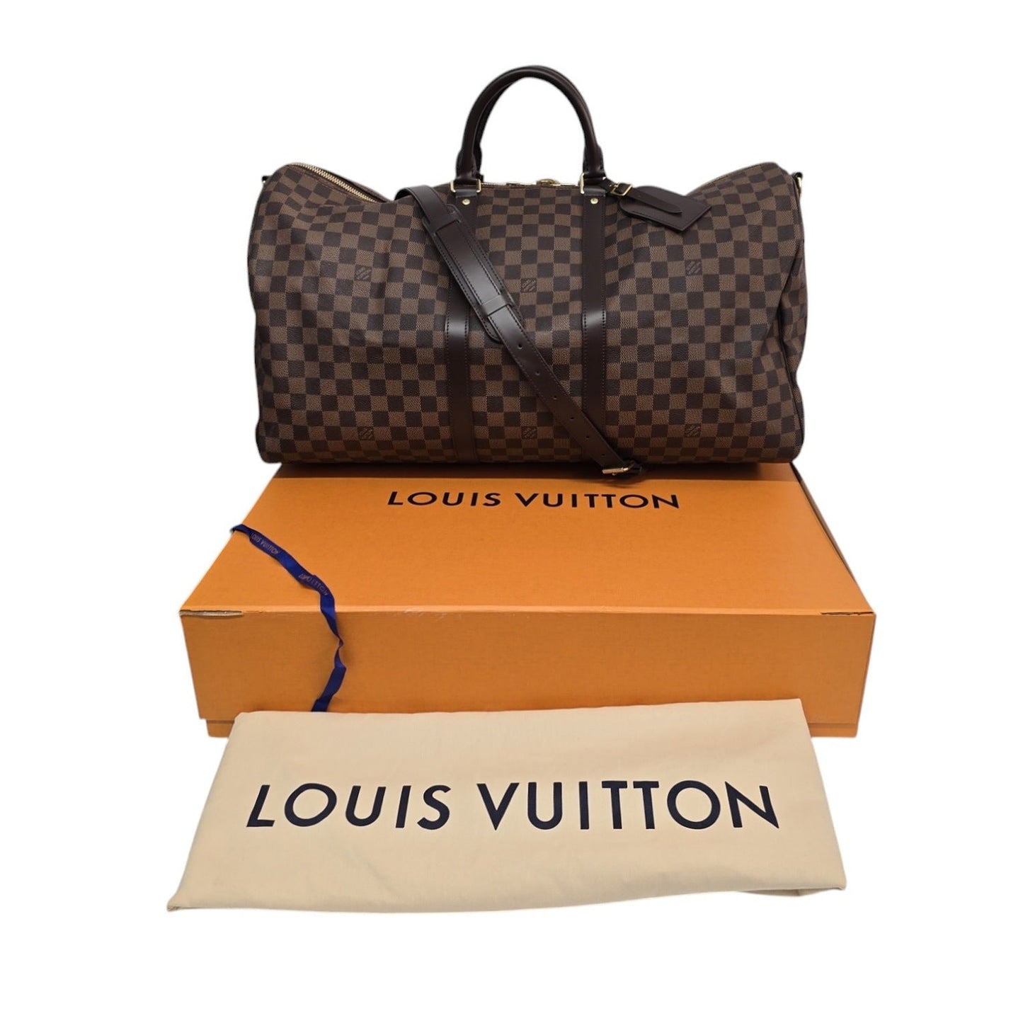 Louis Vuitton Damier Ebene Keepall BandouliÃ¨re 55 Duffel