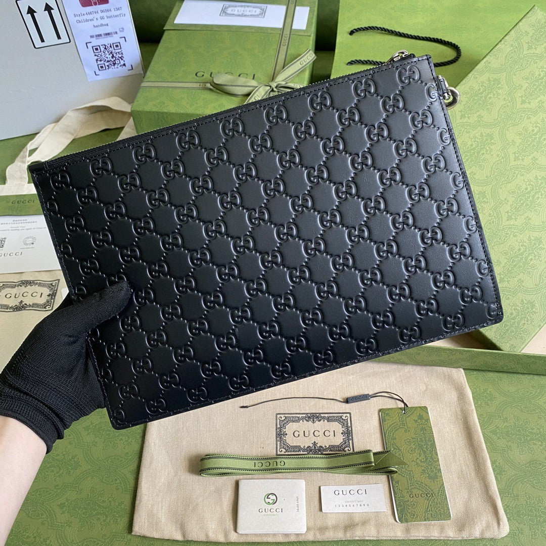 Glami Embossed Pouch Black Glami Embossed For Men 12in/30cm Glami