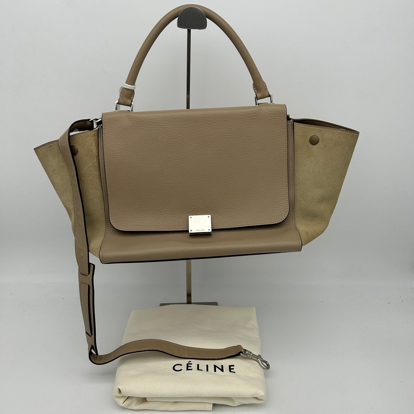 CÃƒÆ’Ã‚Â©line Trapeze Beige Leather Suede Medium Shoulder Bag