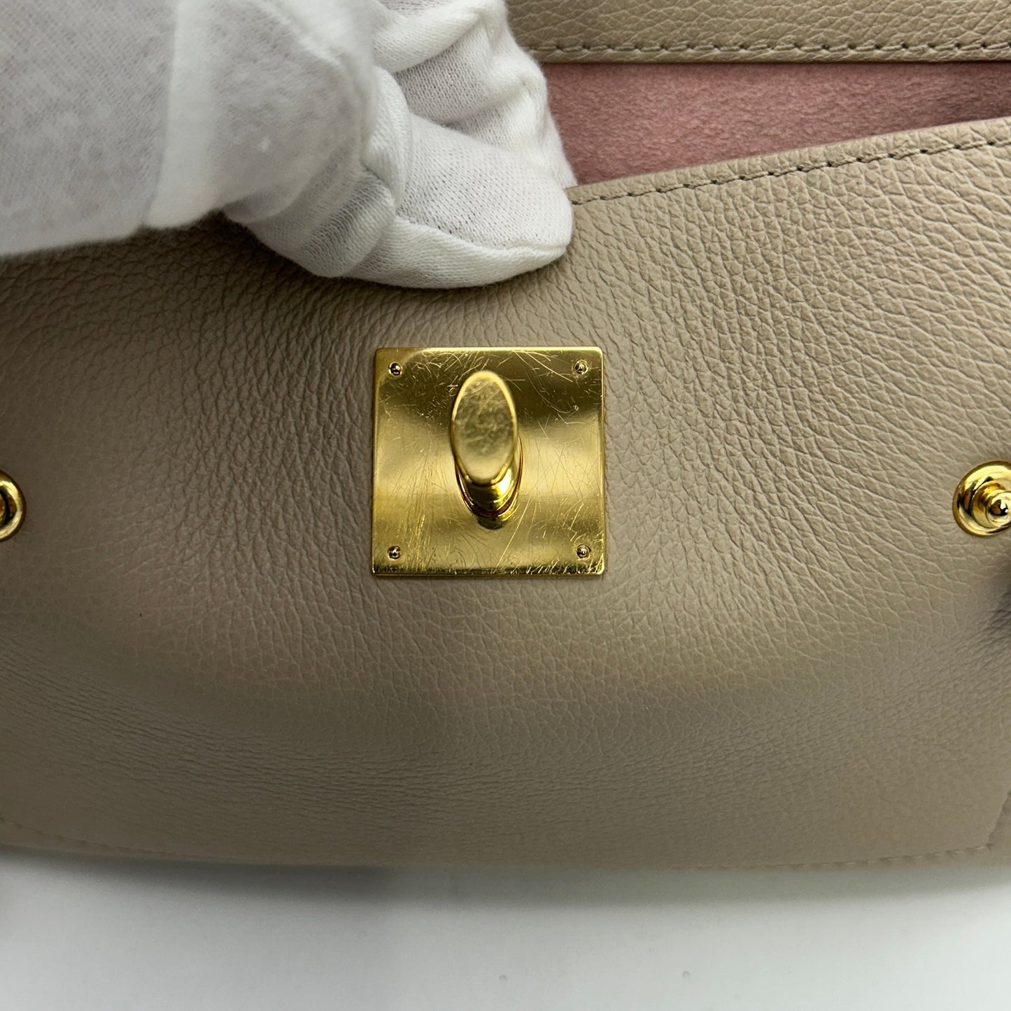 LOUIS VUITTON Soft Calfskin Mini Lockme Ever Grey Beige 2101218282160