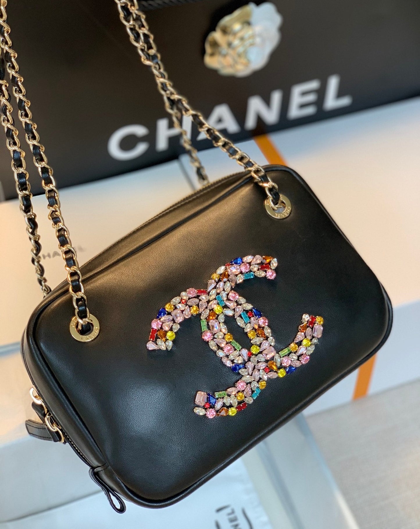 CHL Camera Cubic GLAMIamonds Black Bag For Women 12.5cm/4.9in