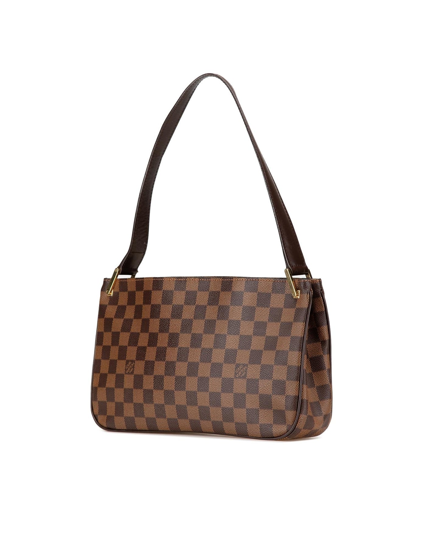 Damier Ebene Canvas Bag with Leather Trim and Exterior Slip Compartments