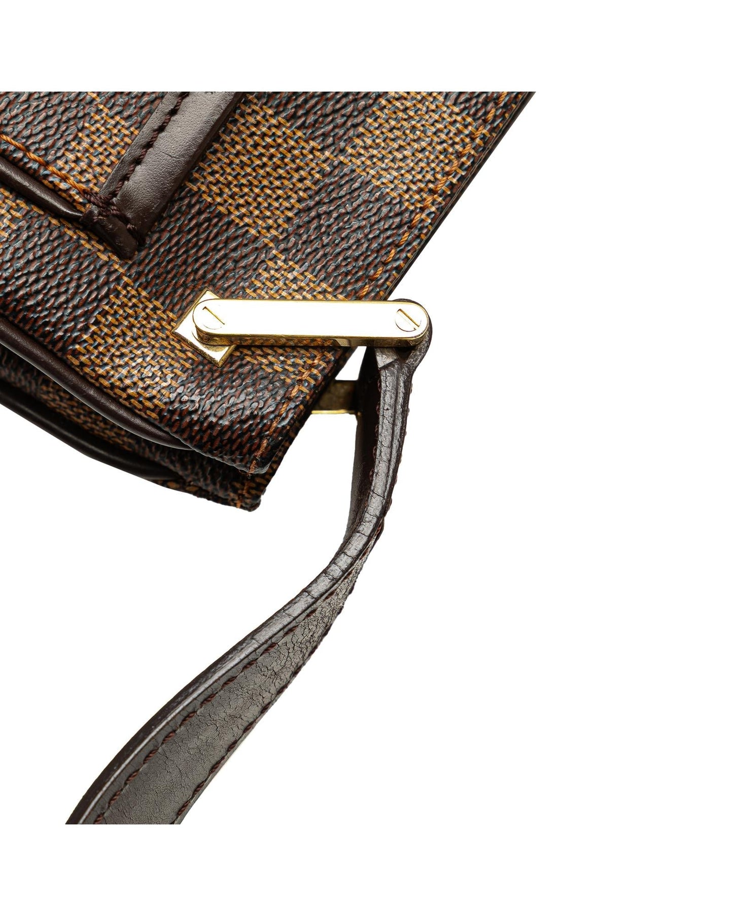Damier Ebene Canvas Bag with Leather Trim and Exterior Slip Compartments