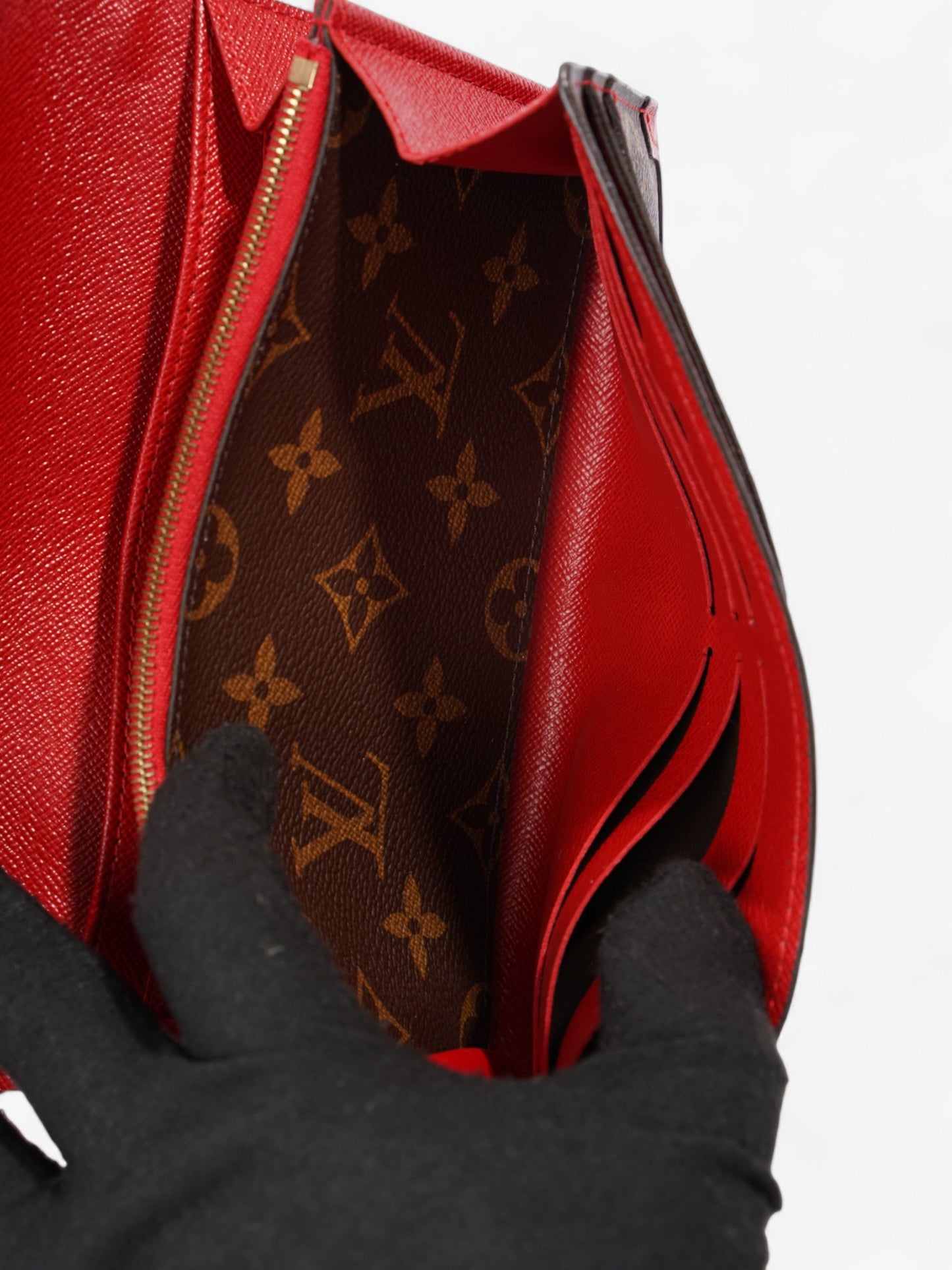 Louis Vuitton Portefeuille Sarah Retiro Monogram / Red Coated Canvas