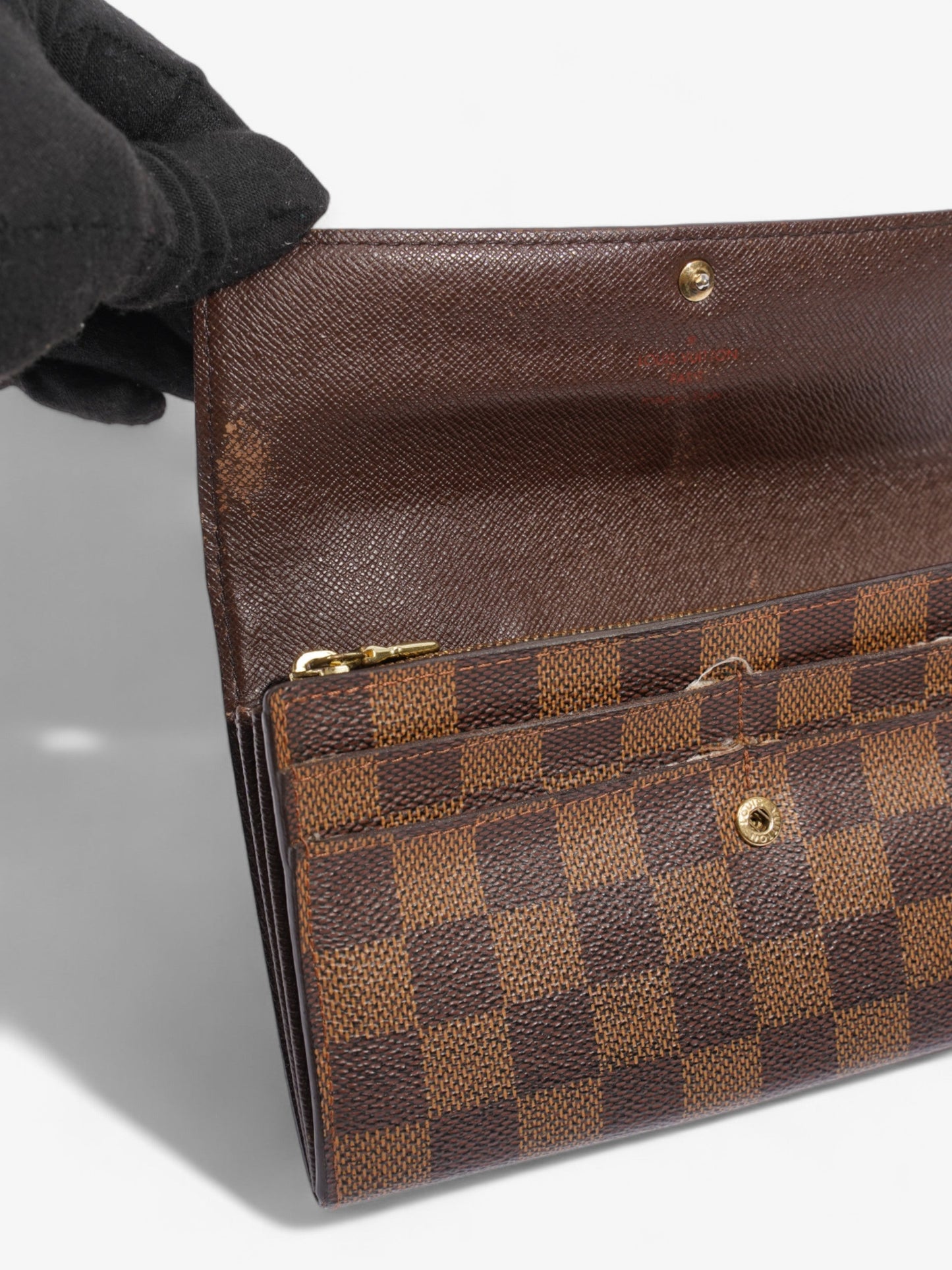 Louis Vuitton Sarah Wallet Damier Ebene Coated Canvas