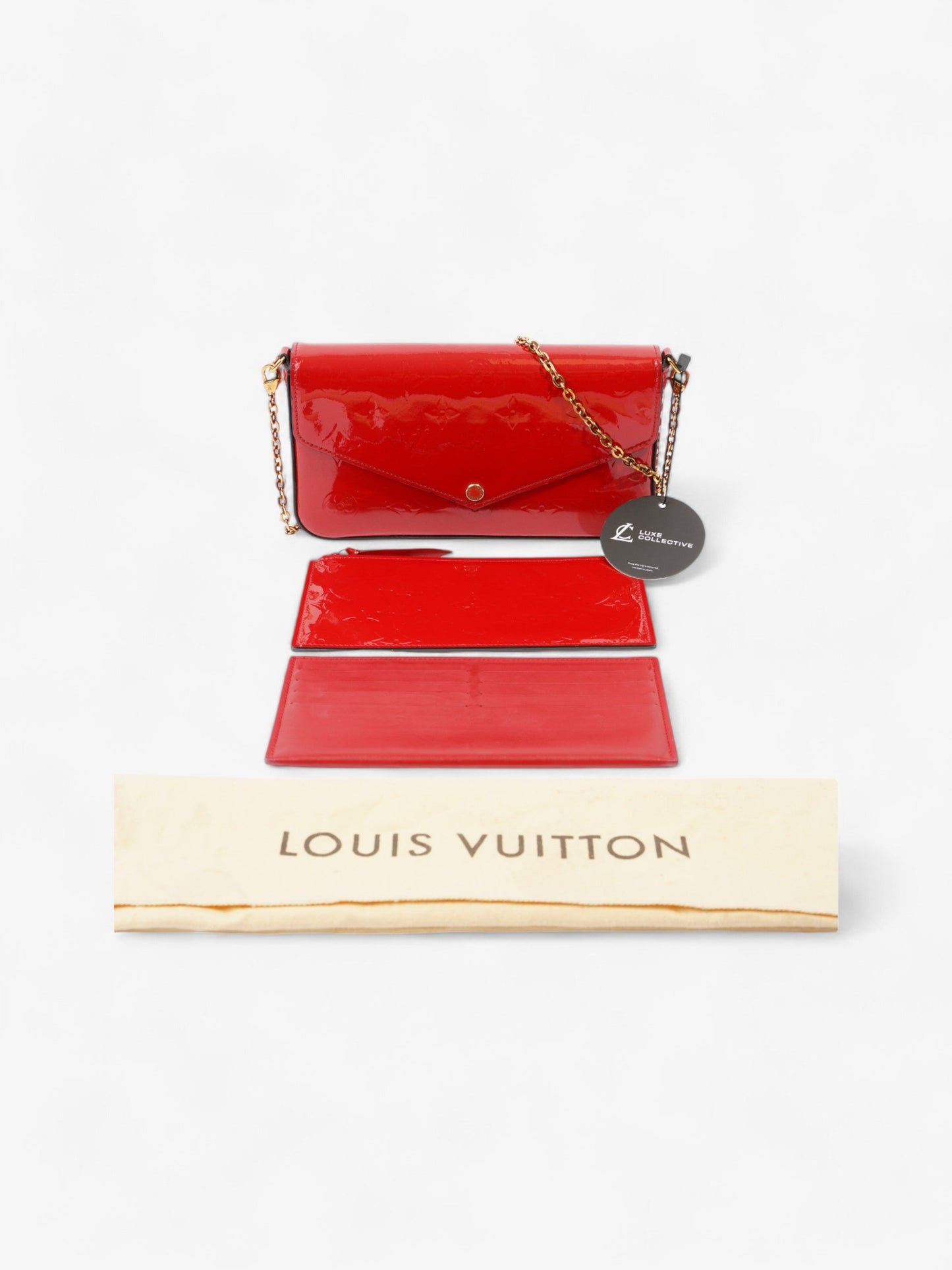Louis Vuitton Pochette Felicie Red Vernis Leather