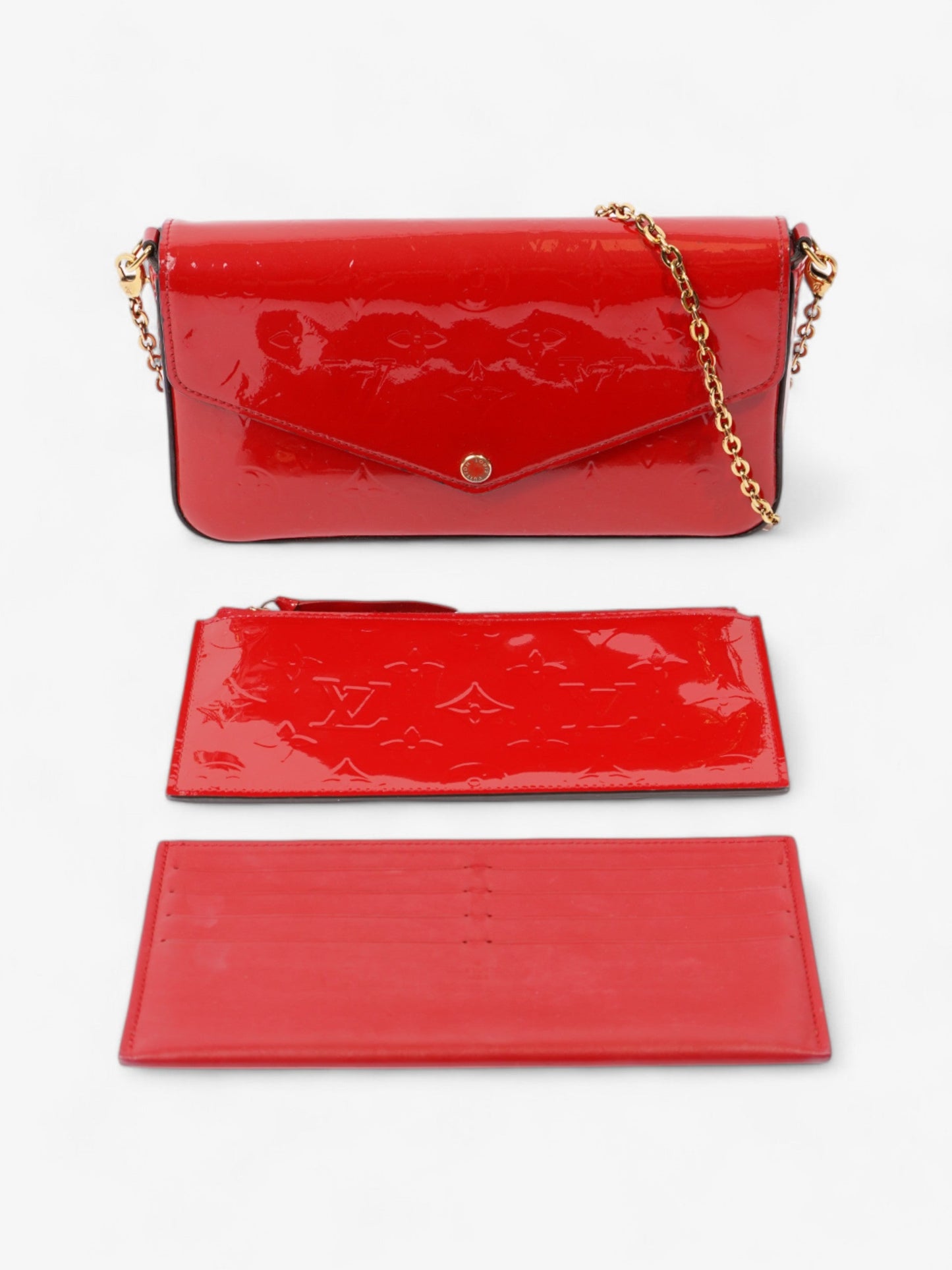 Louis Vuitton Pochette Felicie Red Vernis Leather