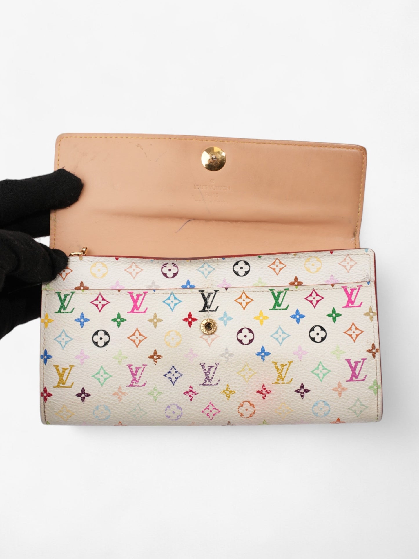Louis Vuitton Sarah Wallet White / Multicolour Coated Canvas