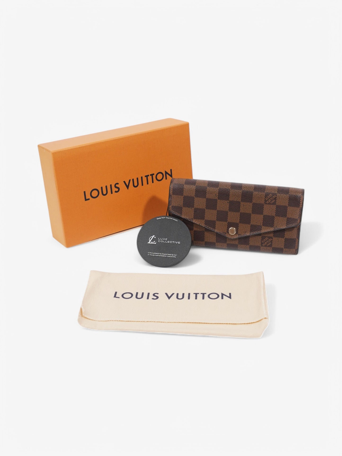 Louis Vuitton Sarah Wallet Damier Ebene Coated Canvas