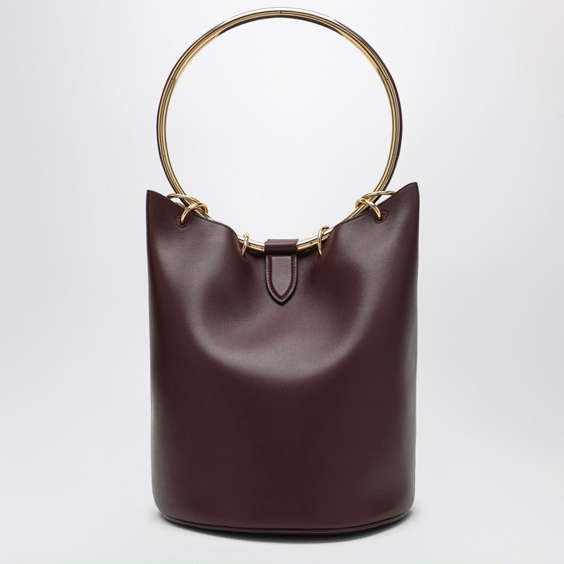 Alaia Large Chocolate-Coloured Leather Ring Bucket Bag Women