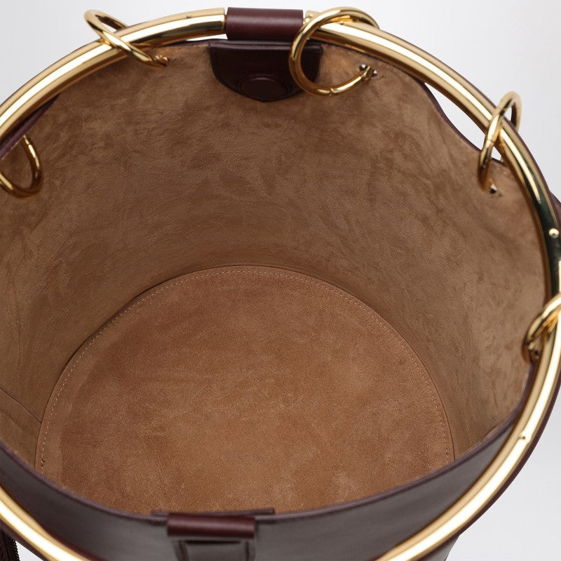 Alaia Large Chocolate-Coloured Leather Ring Bucket Bag Women