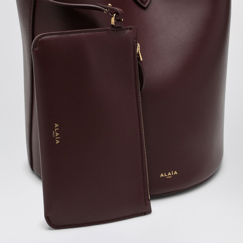 Alaia Large Chocolate-Coloured Leather Ring Bucket Bag Women