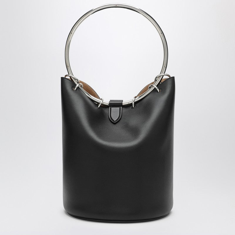 Alaia Large Ring Bucket Black Leather Bag Women