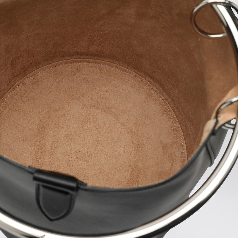 Alaia Large Ring Bucket Black Leather Bag Women
