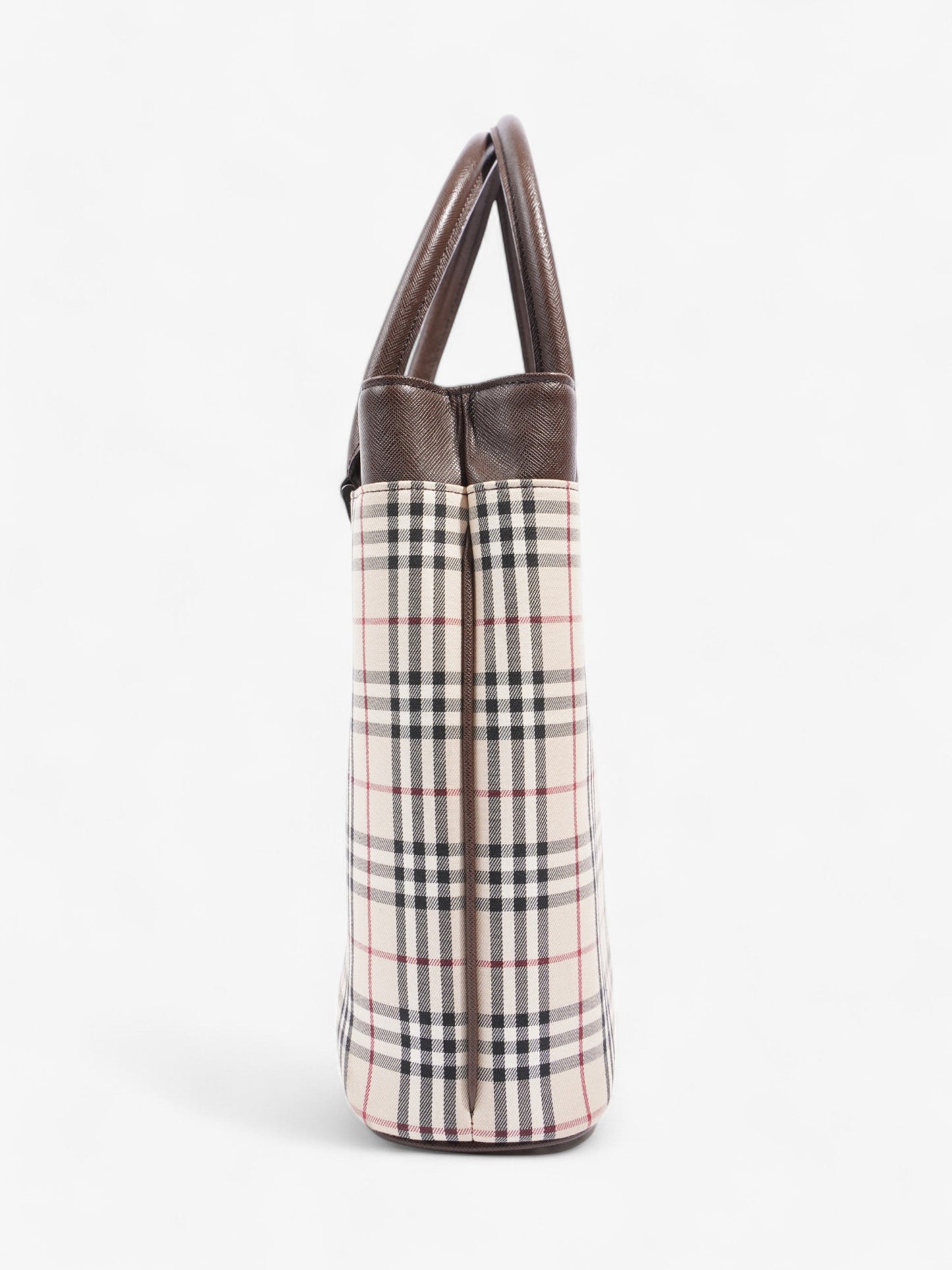 Burberry Hand Bag Check / Brown Coated Canvas