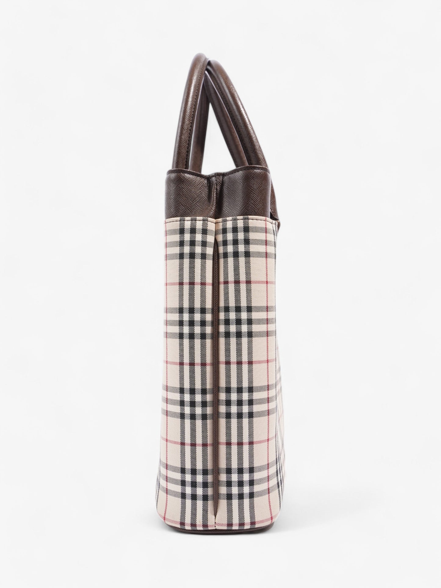 Burberry Hand Bag Check / Brown Coated Canvas